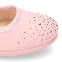 New Autumn winter canvas Mary Janes with ties closure and CRYSTALS design.