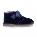 Classic VELVET safari boots with silk ties closure.