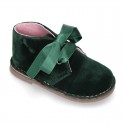 Classic VELVET safari boots with silk ties closure.