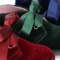 Classic VELVET safari boots with silk ties closure.