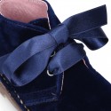 Classic VELVET safari boots with silk ties closure.