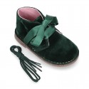 Classic VELVET safari boots with silk ties closure.