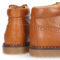 VINTAGE Nappa leather kids dress booties with shoelaces closure.