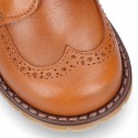 VINTAGE Nappa leather kids dress booties with shoelaces closure.