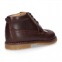 VINTAGE Nappa leather kids dress booties with shoelaces closure in fall colors.