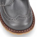 VINTAGE Nappa leather kids dress booties with shoelaces closure in fall colors.