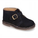 Suede leather Safari boots with buckle fastening for kids.