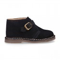 Suede leather Safari boots with buckle fastening for kids.