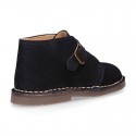 Suede leather Safari boots with buckle fastening for kids.