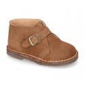 Suede leather Safari boots with buckle fastening for kids.