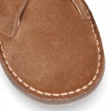 Suede leather Safari boots with buckle fastening for kids.