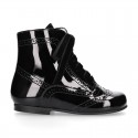 New classic Pascuala style ankle boots in BLACK patent leather.