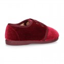 Laces up shoes in velvet canvas for little Kids.