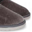 GREY VELVET canvas Australian style Boot shoes with fake hair lining.