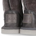 GREY VELVET canvas Australian style Boot shoes with fake hair lining.