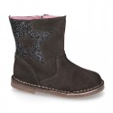 Suede leather GLITTER Boots with star design.