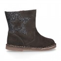 Suede leather GLITTER Boots with star design.