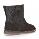 Suede leather GLITTER Boots with star design.