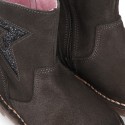 Suede leather GLITTER Boots with star design.