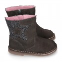 Suede leather GLITTER Boots with star design.