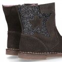 Suede leather GLITTER Boots with star design.