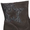 Suede leather GLITTER Boots with star design.