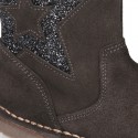 Suede leather GLITTER Boots with star design.