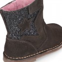 Suede leather GLITTER Boots with star design.