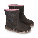 Suede leather GLITTER Boots with star design.