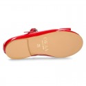 New little OKAA Mary Jane shoes with shoemaker ribbon in RED patent leather.