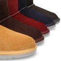 SUEDE LEATHER Australian style Boot shoes with fake hair lining.