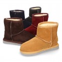 SUEDE LEATHER Australian style Boot shoes with fake hair lining.