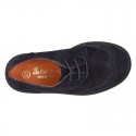 New Suede leather Oxford shoes with shoelaces closure and perforated design for kids.
