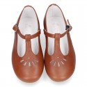 Little T-Strap Mary Jane shoes in nappa leather in COWHIDE leather color.