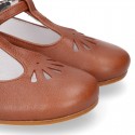 Little T-Strap Mary Jane shoes in nappa leather in COWHIDE leather color.