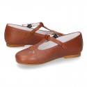 Little T-Strap Mary Jane shoes in nappa leather in COWHIDE leather color.