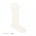 CHILDREN´S COTTON KNEE-HIGH SOCKS WITH VELVET SIDE BOW BY CONDOR.