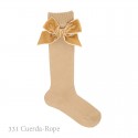 CHILDREN´S COTTON KNEE-HIGH SOCKS WITH VELVET SIDE BOW BY CONDOR.