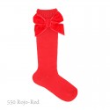 CHILDREN´S COTTON KNEE-HIGH SOCKS WITH VELVET SIDE BOW BY CONDOR.