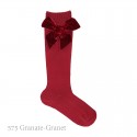 CHILDREN´S COTTON KNEE-HIGH SOCKS WITH VELVET SIDE BOW BY CONDOR.