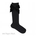 CHILDREN´S COTTON KNEE-HIGH SOCKS WITH VELVET SIDE BOW BY CONDOR.