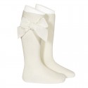 CHILDREN´S COTTON KNEE-HIGH SOCKS WITH VELVET SIDE BOW BY CONDOR.