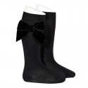 CHILDREN´S COTTON KNEE-HIGH SOCKS WITH VELVET SIDE BOW BY CONDOR.