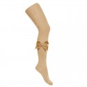 SIDE VELVET BOW COTTON TIGHTS BY CONDOR.