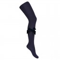 SIDE VELVET BOW COTTON TIGHTS BY CONDOR.