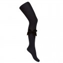 SIDE VELVET BOW COTTON TIGHTS BY CONDOR.