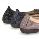 New Autumn Winter METAL Canvas Ballet flat shoes with elastic band.