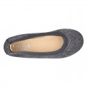 New Autumn Winter METAL Canvas Ballet flat shoes with elastic band.