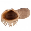 Suede leather little ankle boots with FRINGED design for kids.