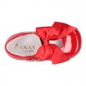 Classic RED patent leather little Mary Janes with scallop and buckle with BOW design.